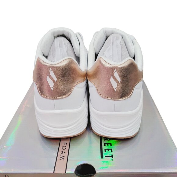 New Skechers Street Womens Juno Level Player White Gold Sneakers Shoes - Picture 8 of 8